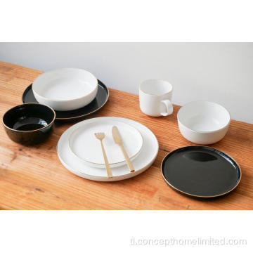 Porcelain Dinnerware Set na may Real Gold Decal